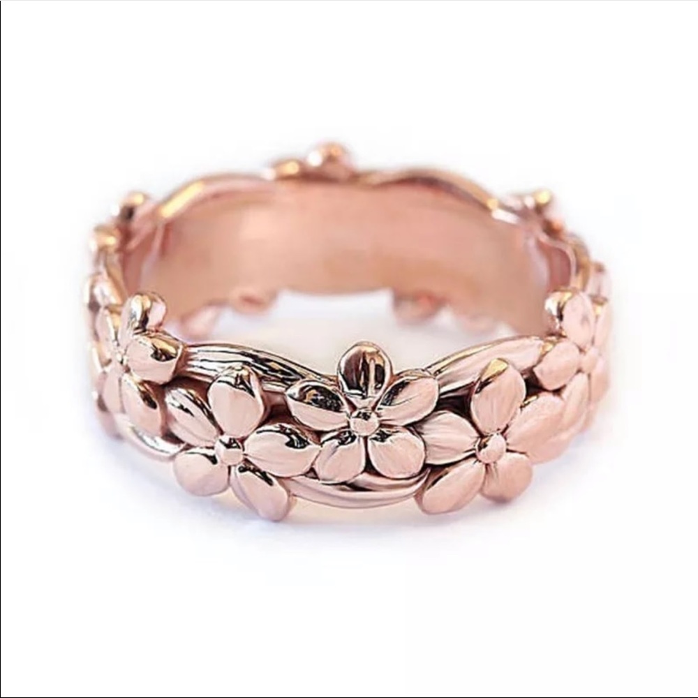 New Rose Gold Full Flower Female Engagement Ring - Picture 2 of 3